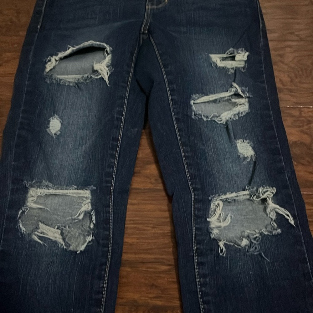 Blue denim ripped super skinny jeans size 27